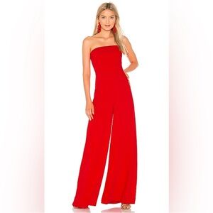 Amanda Uprichard Mandy Strapless Wide Leg Jumpsuit Red – XS Excellent Condition